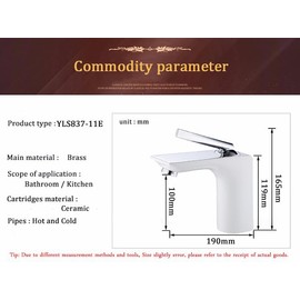 DUSJYOHRD Basin Faucets Modern White Chrome Brass Bathroom Sink Faucet Single Handle Hole Toilet Bath Mixer Water Tap Crane YLS837-11(Gold)