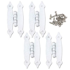 T Tulead White H-Shape Hinges Cabinet Hinge Flat Hinges Flush Mount Door Hinges Steel Furniture Hinges Pack of 4 with Silver Screws