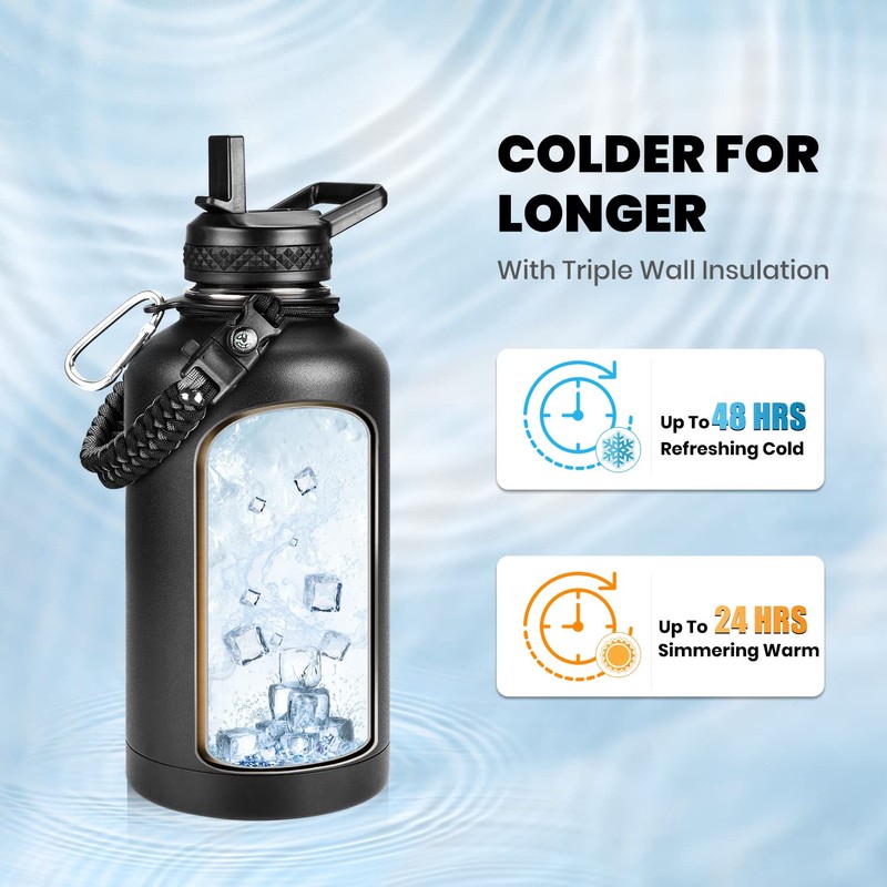 RAYMYLO Insulated Water Bottle 64 oz, Triple Wall Vacuum Stainless