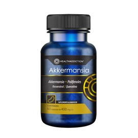 HEALTHADDICTION - Akkermansia Suplemento Alimenticio con Resveratrol y Quercetina para Bienestar Intestinal y Metabólico - 60 Cápsulas