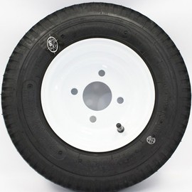 R104BT8X BT8 Spindle, 4-4" Bolt Circle Trailer Hub, & 8" x 3.75" White Trailer Wheel