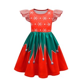 Girls Christmas Dress 5t 6t Toddler Santa Costume Kids Girl Ugly Christmas Dress up Xmas Dress Casual School Playwear Checkered Christmas Dresses Plaid Holiday Outfits 5-6