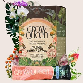 Grow Queen All-In-One Complete Organic Plant Food Box of Single Serving Packets - Sustainably Sourced, Efficient, and Easy to Use All-Purpose Water - Size: 11-pack (11 Servings)
