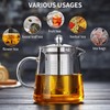 50oz Glass Teapot Borosilicate Glass Tea Pot With Infuser, Glass