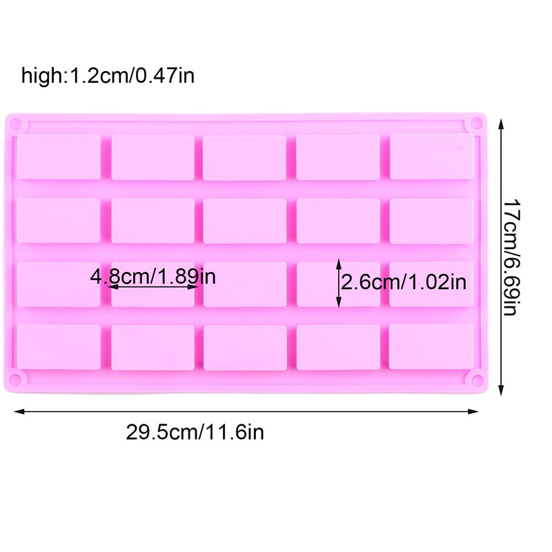 AIBOYA 20 Cavity Rectangle Silicone Candy Molds For Candy Chocolate