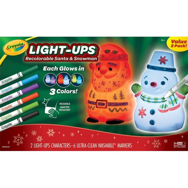 Crayola Crayola Light Ups Santa and Snowman Bundle, Recolorable Light