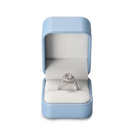 Papten Gorgeous Engagement Ring Box Luxury PU Leather Jewellery Ring Gift Box for Proposal Engagement Wedding(Blue)