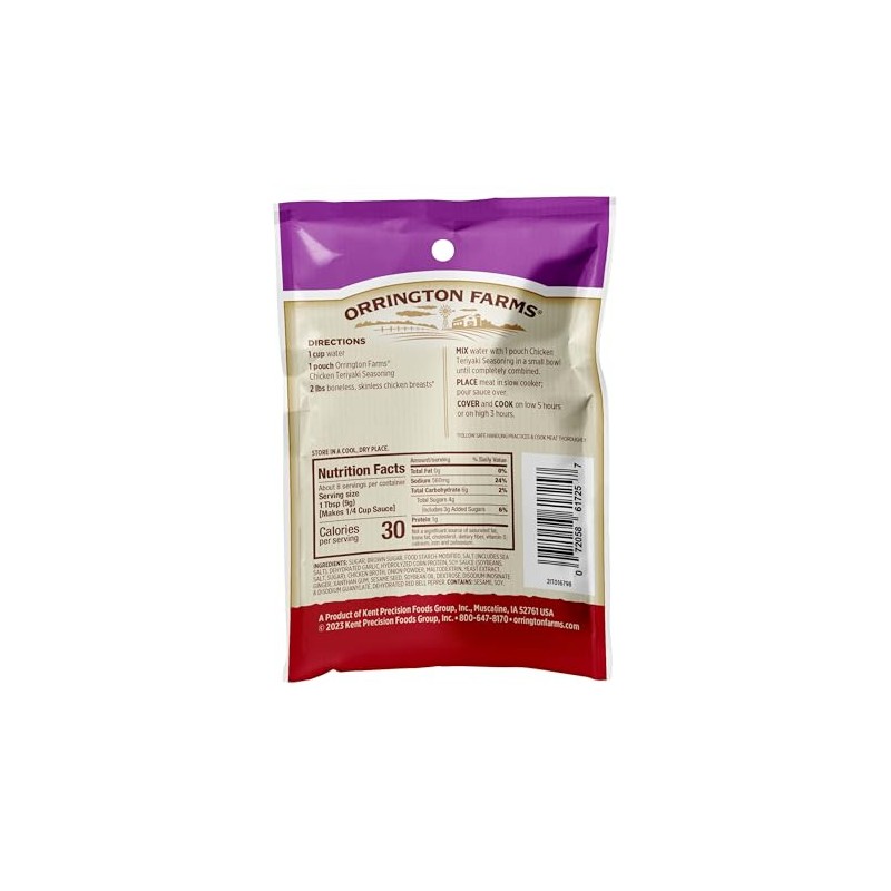 Orrington Farms Chicken Slow Cooker Mix, Teriyaki, 2.5 Ounce (Pack