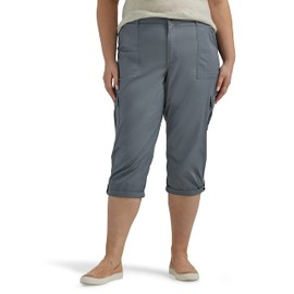 Lee Women's Plus Size Ultra Lux Comfort with Flex-To-Go Cargo Capri Pant Tech Gray 18 Plus