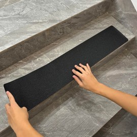 Anti Slip Traction Tape, Transparent Grip Tape Non-Slip Adhesive Tape Indoor/Outdoor Stair,Tubs, Boats, Safety Grip Tape Non Skid for Stair Steps (Black, 6 inch x 24 inch 6pcs)