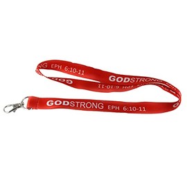 Godstrong 4031308 Ephesians 6:10-11 Red Lanyard Badge Holder Necklace Key Chain