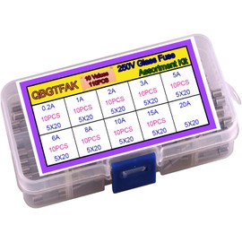 QBGTFAK 12pcs 5x20 mm Fuse Holder Inline Screw Type with 16 AWG Wire + 10 Values 110 Pcs 5x20mm Fast Blow Glass Fuses 250 V 0.2A, 1A, 2A, 3A, 5A, 6A, 8A, 10A,15A,20A,Assortment Kit