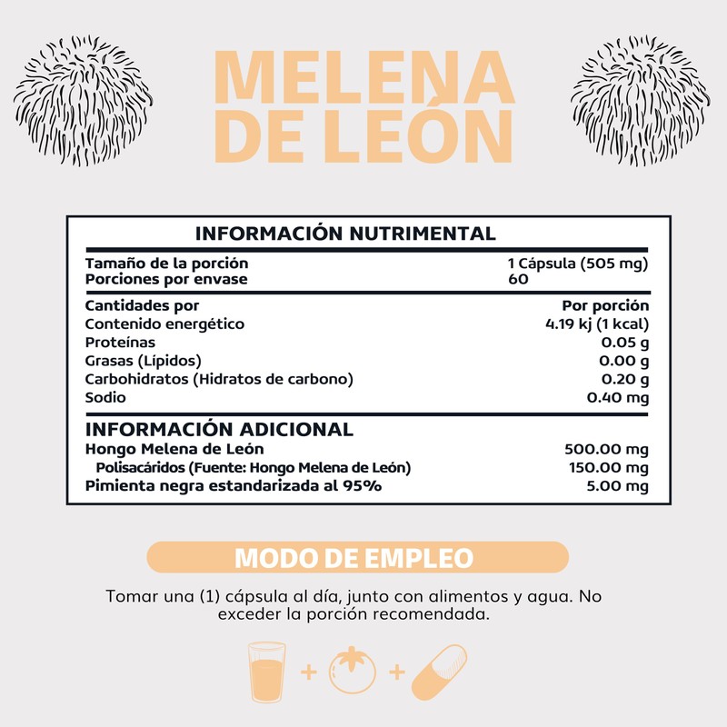 Beyond Vitamins | Hongo Melena de León | Extacto proveniente