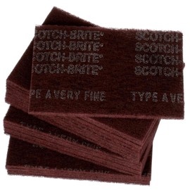 3M Scotch-Brite General Purpose 7447 Hand Pad, Very Fine Grade, 6 in x 9 in, Pack of 20, Aluminum Oxide, Surface Preparation, Scuffing, Blending, Cleaning, Maroon