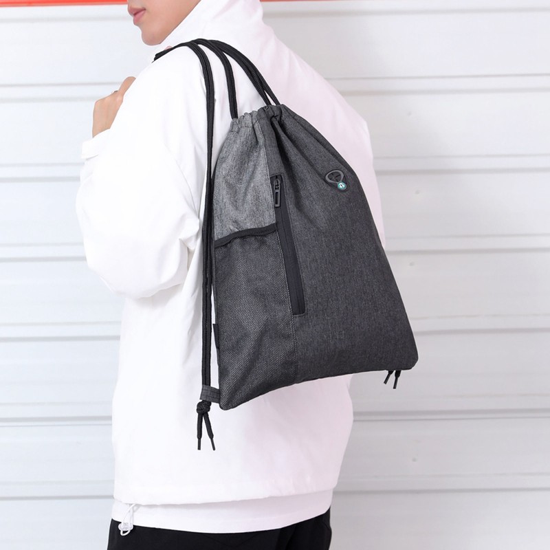 Gym Sack with Earphones Jack Drawstring Backpack Water-resistant Drawstring Bucket