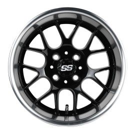 (1) 12" Black w/Machine Lip Golf Cart Wheels 12x7 4x101.6 EZGO Yamaha Club Car