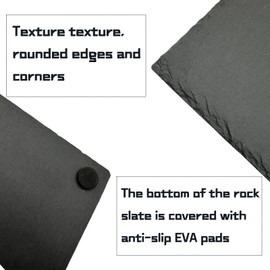 Reptile Basking Platform 2Pcs 5.9''x5.9'' Turtle Rock Plate Slate Feeding Platform Food Dish Bowl Bathing Rock Rest Terrace for Chameleon Lizard Bearded Dragon Gecko Snake Frog Newt (5.9''/15CM)