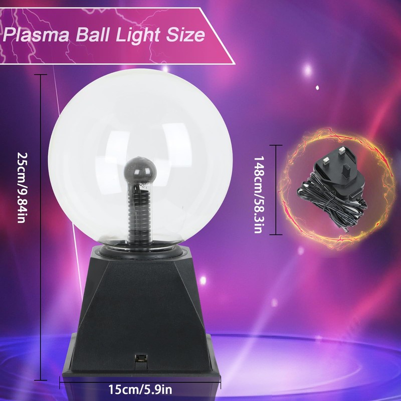 Riserva 6 Inch Magic Plasma Ball, Touch and Sound Sensitive