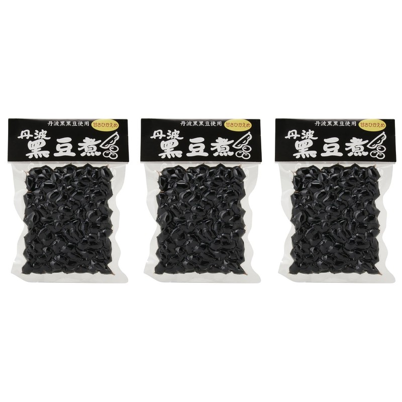 夜久野物産 丹波黒豆煮 360g【120g×3袋セット】甘さひかえめ ふっくら 柔らか 田舎風 丹波黒 黒豆 真空袋 煮豆