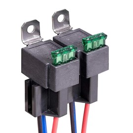 12V Fuse Relay 30A ATO/ATC Blade Fuse with Wiring Harness Kit, 4-Pin SPST Relay for Automotive with 12AWG High Performance Cables (Pack of 2)