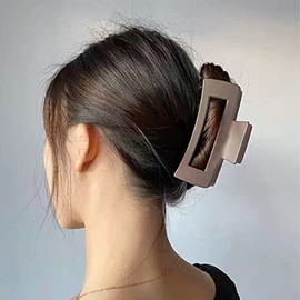 Pinzas de pelo grandes para mujeres y niñas, pinzas de pelo rectangulares mate de 4.2 pulgadas para cabello grueso, pinzas de mandíbula antideslizante