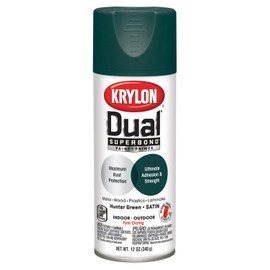 Krylon K08827007 'Dual' Superbond Paint and Primer, Satin Hunter Green, 12 Ounce