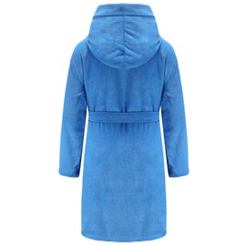 SWMSTUPF Boys Girls Bathrobe Soft Towel Hooded Robe 100% Turkish Cotton Bathrobe(Blue,7-8 Years)