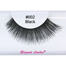 Elegant Lashes #002 Black - Professional 100% Natural Human Hair False Eyelashes (1 Pair)