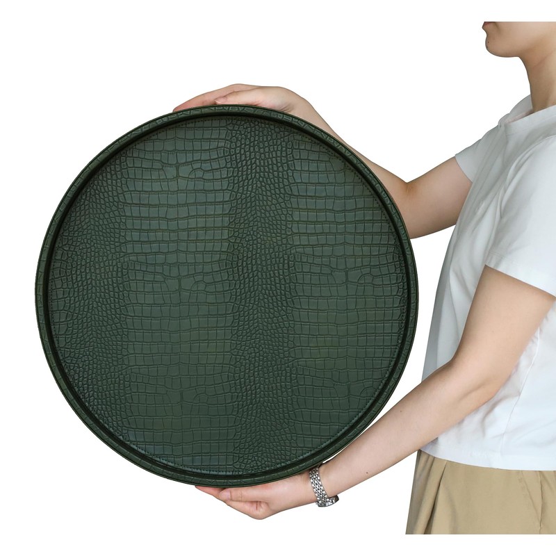 HofferRuffer Extra Large Round Serving Tray 20'', Elegant Oversized Faux