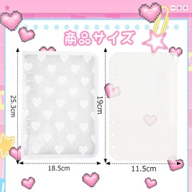 Koundeneko Aqua Case, A5 Size, Includes 10 Pocket Refills, Cute, Heart Pattern, Zipper, Fall Prevention, Dirt, Scratch-Resistant, Easy to Carry, Acrylic Stand Binder
