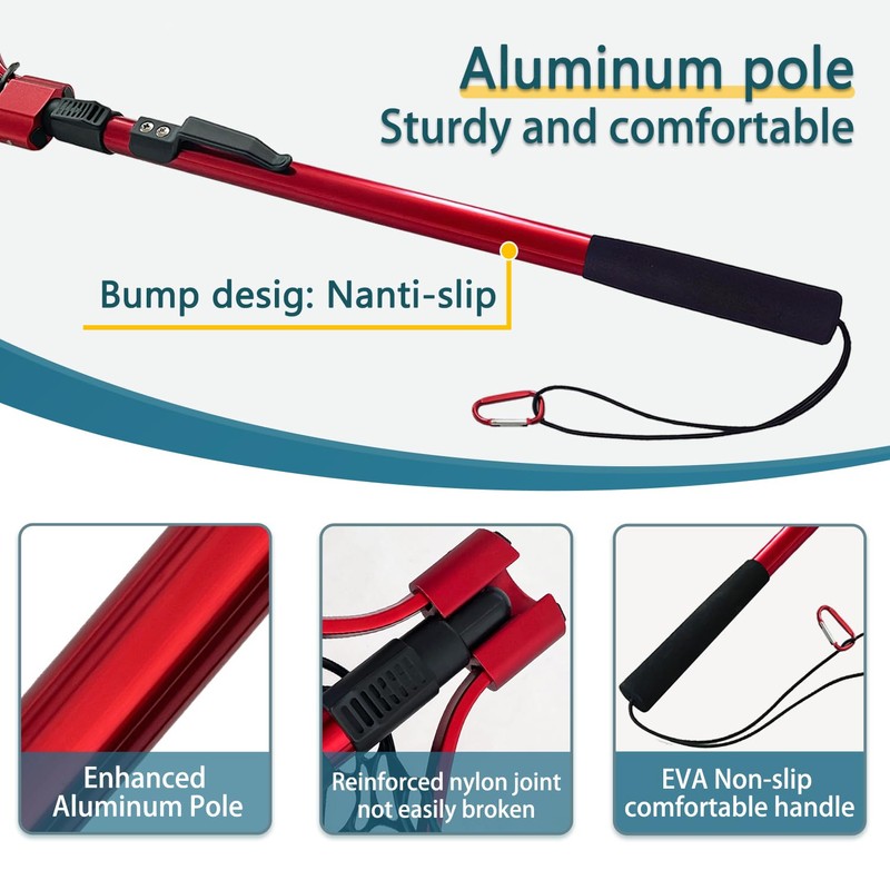 Fishing net (Foldable 19.68, Red, 38in)