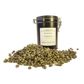 Jasmine Pearls Tea Gift Caddy Loose Leaf Green Dragon Tears 100g Airseal Caddy TeaCakes of Yorkshire
