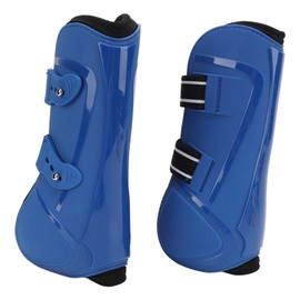 Horse Front Legs Support Boots PU+Neoprene Horse Front Legs Guard for Horse Training Jumping(Blue Front Legs XL)