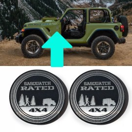 FMSgear Pair (2) SASQUATCH Rated Fender Badges fits JEEP WRANGLER YJ JL JK TJ CJ emblem