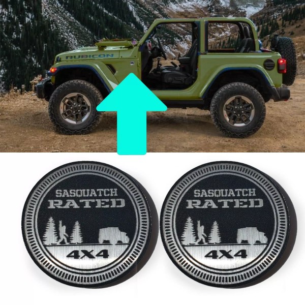 FMSgear Pair (2) SASQUATCH Rated Fender Badges fits JEEP WRANGLER