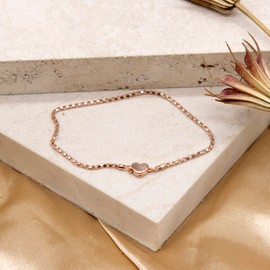 Tuscany Silver Rose Gold Plated Magnetic Heart Popcorn Chain Bracelet 19cm/7.5"