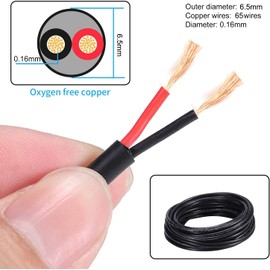 16 Gauge 2 Conductor Electrical Wire, 50ft PVC Case Stranded Low Voltage 2 Wire Cable, 16/2 Tinned Copper Hookup Wire, Flexible Extension Power Cord for LED Lamp Lighting Speaker Automotive UL Listed