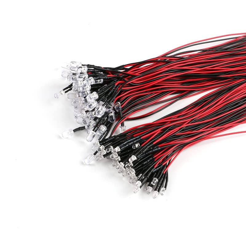 JESSINIE 50Pcs 3mm Light Emitting Diodes LED Bead with Wire