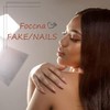 Foccna Square Press on Nails Rhinestone Black Fake Nails Tips