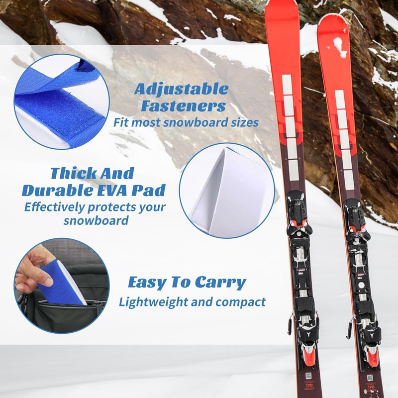 6-Pack Ski Tie Straps - Adjustable Ski Carry Bands with