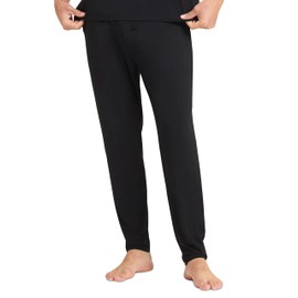 Cozy Earth Men’s Stretch-Knit Pajama Pants with Elastic Drawstring Waist & Side Pockets - Mens Pajama Bottoms Made from Breathable Viscose from Bamboo Medium Black
