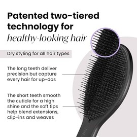 Tangle Teezer - Escova de cabelo para finalização The Ultimate Hairbrush para todos os tipos de cabelo, úmido e seco. Cor: Preta e Cinza