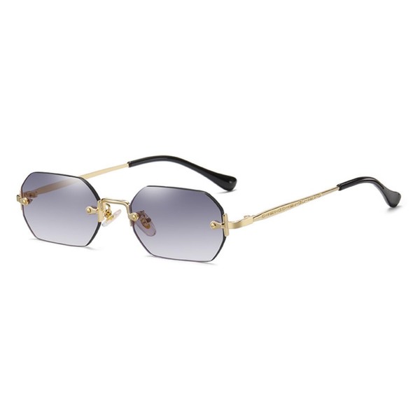 qinqilanqi-S Frameless Sunglasses for Men and Women, Retro Metal Sunglasses,