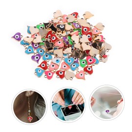 Operitacx 2sets Elegant Diy Jewelry Heart Shaped Eye Charms Beads for Adults Jewelry Making 100pcs*2
