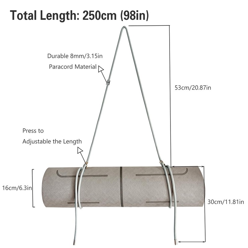 DAOSUN Yoga Mat Strap - 8MM Adjustable Paracord Carrier for