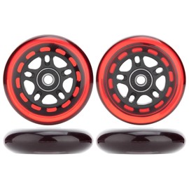 HeyZomm Inline Skate Wheels Outdoor & Indoor Inline Skate Replacement Wheels 85a Roller Hockey Wheels w/Bearings ABEC-9 & Floating Spacers, 64mm 70mm 72mm 76mm 80mm 84mm 90mm Dia, 4-Pack (76mm, Red)