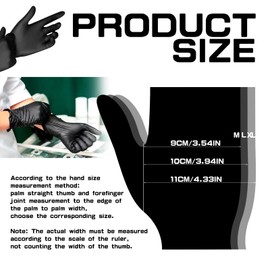 UPIQNG Disposable Black Rubber Gloves Food Grade Cooking Disposable Nitrile for Auto Repair,Hair Dye,Cleaning,100 Counts (Medium)