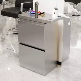 미용실 스테인리스 스틸 도구 캐비닛 헤어 커팅 카트 [스테인리스 이중 실버] Salon Stainless Steel Tool Cabinet Hair Cutting Cart [Stainless Double Silver]