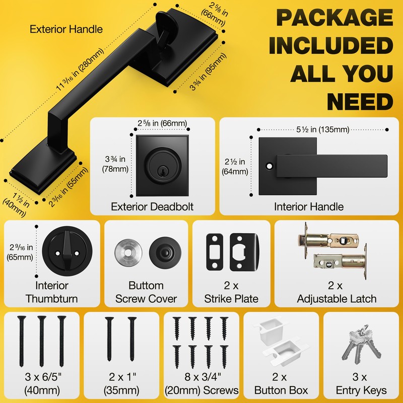 Kolet Front Door Lock Set, Front Door Handle and Deadbolt