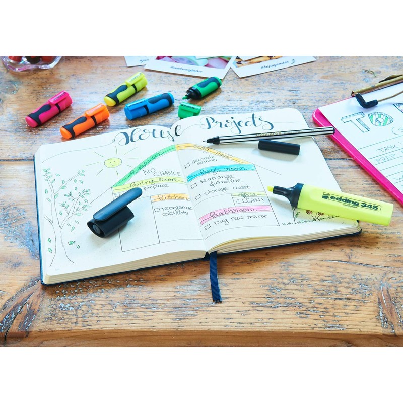 Edding 345 Highlighter Chisel Tip Marker - Assorted (Pack of